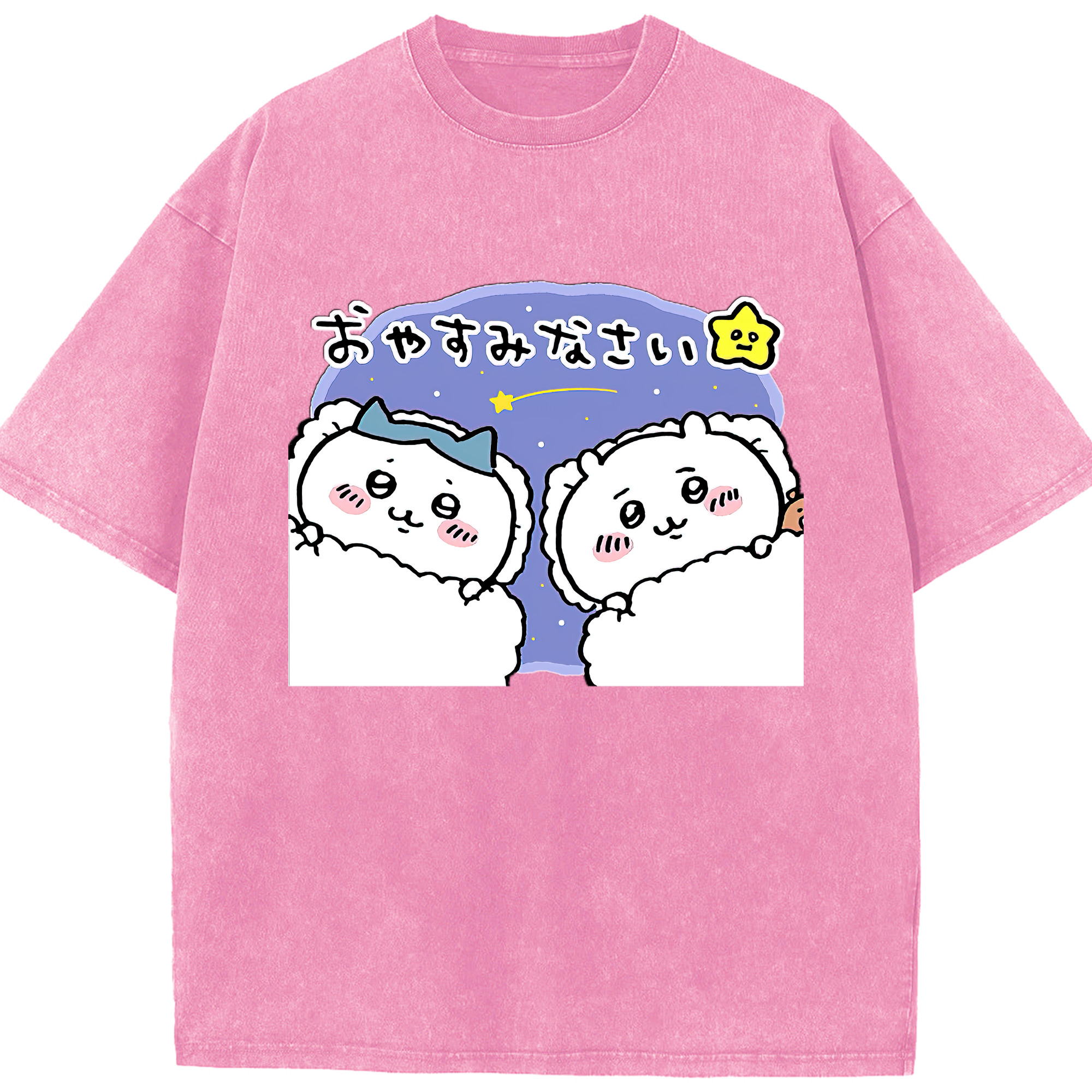 （画像用） ちいかわ ハチワレ Chii-kawa hachiware 綿100% ヴィンテージ風 半袖Tシャツ（フロントプリント）